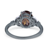 Art Deco Oval Natural Stone Wedding Ring