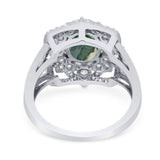 Vintage Style Oval Natural Stone Floral Ring