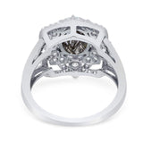 Vintage Style Oval Natural Stone Floral Ring
