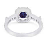 Art Deco Round Natural Stone Halo Ring