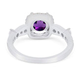 Art Deco Round Natural Stone Halo Ring