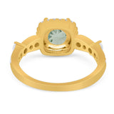 Art Deco Round Natural Stone Halo Ring