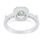 Art Deco Round Natural Stone Halo Ring