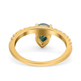 Pear Teardrop Natural Stone Wedding Ring