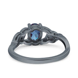 Oval Natural Stone Leaf Split Shank Ring