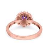 Art Deco Round Natural Stone Floral Ring