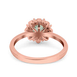 Art Deco Round Natural Stone Floral Ring