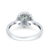 Art Deco Round Natural Stone Floral Ring