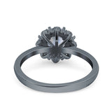 Art Deco Round Natural Stone Floral Ring
