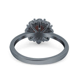 Art Deco Round Natural Stone Floral Ring