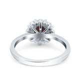 Art Deco Round Natural Stone Floral Ring