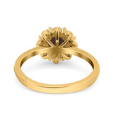 Art Deco Round Natural Stone Floral Ring
