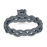 Oval Natural Stone Braided Solitaire Ring