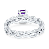 Oval Natural Stone Braided Solitaire Ring