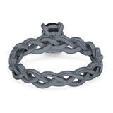Oval Natural Stone Braided Solitaire Ring