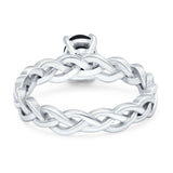 Oval Natural Stone Braided Solitaire Ring