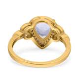 Pear Teardrop Natural Stone Wedding Ring