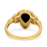 Pear Teardrop Natural Stone Wedding Ring