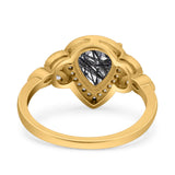 Pear Teardrop Natural Stone Wedding Ring
