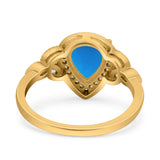 Pear Teardrop Natural Stone Wedding Ring