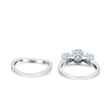 Two Piece Round Natural Stone Trio Ring