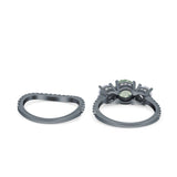 Two Piece Round Natural Stone Trio Ring