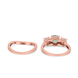 Two Piece Round Natural Stone Trio Ring