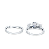 Two Piece Round Natural Stone Trio Ring