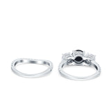 Two Piece Round Natural Stone Trio Ring