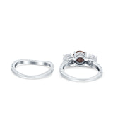Two Piece Round Natural Stone Trio Ring