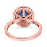 Oval Natural Stone Halo Wedding Ring