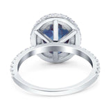 Oval Natural Stone Halo Wedding Ring