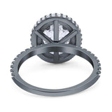 Oval Natural Stone Halo Wedding Ring