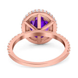 Oval Natural Stone Halo Wedding Ring