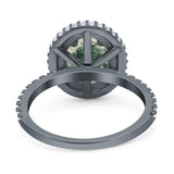 Oval Natural Stone Halo Wedding Ring