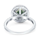 Oval Natural Stone Halo Wedding Ring