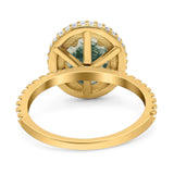 Oval Natural Stone Halo Wedding Ring