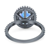 Oval Natural Stone Halo Wedding Ring