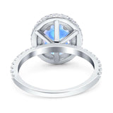Oval Natural Stone Halo Wedding Ring