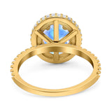 Oval Natural Stone Halo Wedding Ring