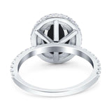Oval Natural Stone Halo Wedding Ring