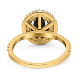 Oval Natural Stone Halo Wedding Ring