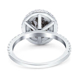 Oval Natural Stone Halo Wedding Ring