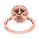Oval Natural Stone Halo Wedding Ring