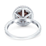 Oval Natural Stone Halo Wedding Ring