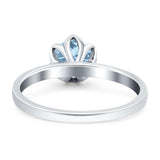 Floral Round Natural Stone Solitaire Ring
