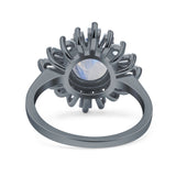 Art Deco Round Natural Stone Floral Ring