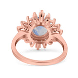 Art Deco Round Natural Stone Floral Ring