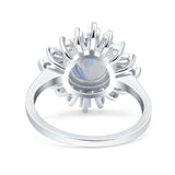 Art Deco Round Natural Stone Floral Ring