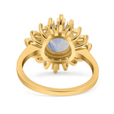 Art Deco Round Natural Stone Floral Ring